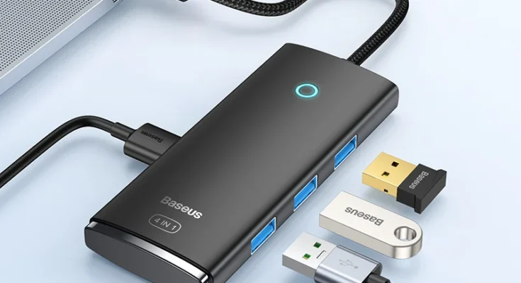 Baseus 맥북 프로 에어용 USB 허브 어댑터, 화웨이 메이트 30 도킹 스테이션, USB 타입 C-USB 3.0 허브 분배기, 4 in 1