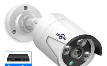 Hiseeu-5MP 4MP 오디오 IP 보안 감시 카메라 POE H.265, 야외 방수 IP66 CCTV 카메라 P2P 비디오 홈 POE NVR