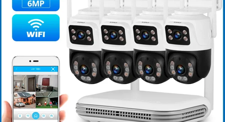 KERUI Full HD 8 채널 무선 NVR 보안 WIFI IP 카메라 시스템 키트, 2K 4MP 6MP, 야외 감시 CCTV 오디오 비디오 레코더