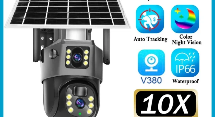 Linook V380 Pro 4K 8MP 4G SIM 카드 태양광 CCTV 무선 카메라, 야외 와이파이 태양광 카메라 360, 내장 배터리 방수