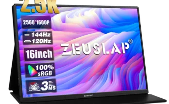 ZEUSLAP 16 “2.5K 144hz 휴대용 모니터, 2560*1600 16:10 100% sRGB 500Cd/m², 여행용 게임 디스플레이, 노트북 스위치 ps4 ps5 Xbox