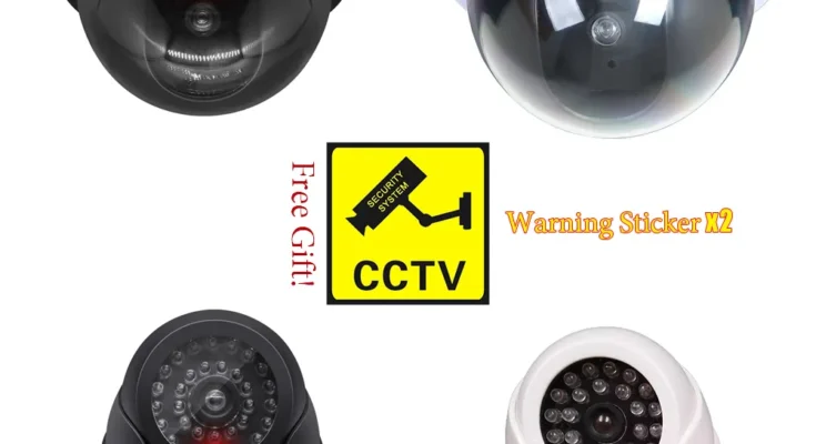 무선 흑백 더미 카메라, 가짜 플라스틱 돔 CCTV 보안 카메라, 깜박이 LED 감시 시스템 포함, 실내 실외