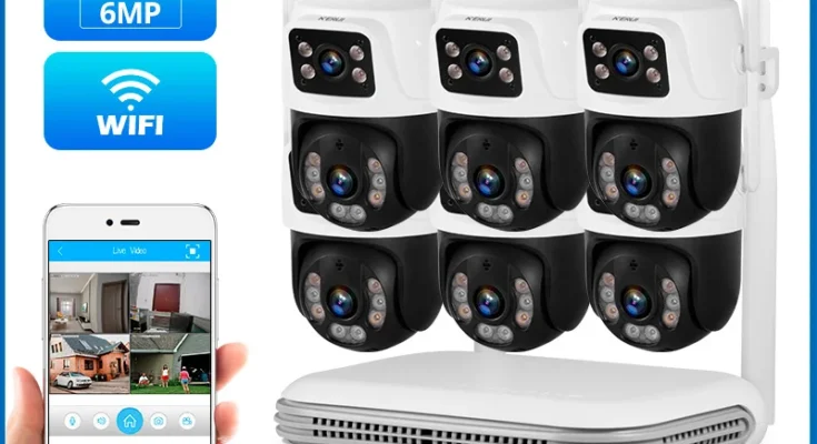 KERUI 방수 6MP HD 무선 듀얼 렌즈 PTZ WIFI IP 홈 보안 감시 카메라 시스템 8CH NVR 비디오 H.265 CCTV 키트 추천 제품 최저 가격 비교하고 구입했어요