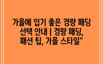 가을에 입기 좋은 경량 패딩 선택 안내 | 경량 패딩, 패션 팁, 가을 스타일”