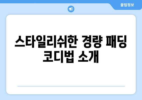 가을에 입기 좋은 경량 패딩 선택 안내 | 경량 패딩, 패션 팁, 가을 스타일"