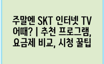 주말엔 SKT 인터넷 TV 어때? | 추천 프로그램, 요금제 비교, 시청 꿀팁