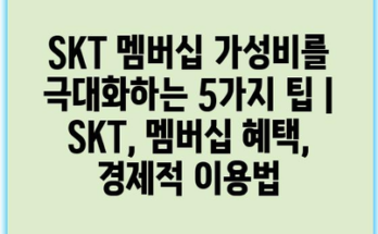 SKT 멤버십 가성비를 극대화하는 5가지 팁 | SKT, 멤버십 혜택, 경제적 이용법