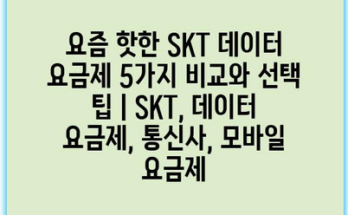 요즘 핫한 SKT 데이터 요금제 5가지 비교와 선택 팁 | SKT, 데이터 요금제, 통신사, 모바일 요금제