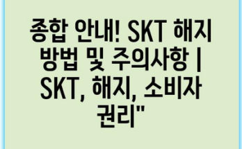 종합 안내! SKT 해지 방법 및 주의사항 | SKT, 해지, 소비자 권리”