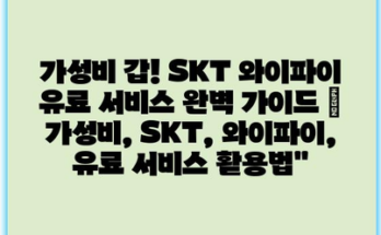 가성비 갑! SKT 와이파이 유료 서비스 완벽 가이드 | 가성비, SKT, 와이파이, 유료 서비스 활용법”