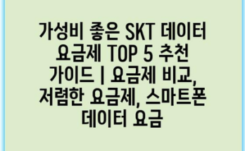 가성비 좋은 SKT 데이터 요금제 TOP 5 추천 가이드 | 요금제 비교, 저렴한 요금제, 스마트폰 데이터 요금