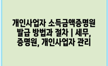 개인사업자 소득금액증명원 발급 방법과 절차 | 세무, 증명원, 개인사업자 관리