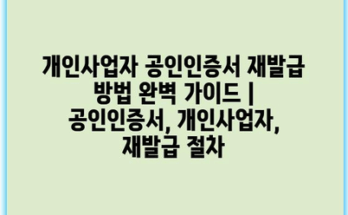개인사업자 공인인증서 재발급 방법 완벽 가이드 | 공인인증서, 개인사업자, 재발급 절차