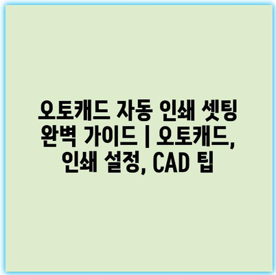 오토캐드 자동 인쇄 셋팅 완벽 가이드 | 오토캐드, 인쇄 설정, CAD 팁