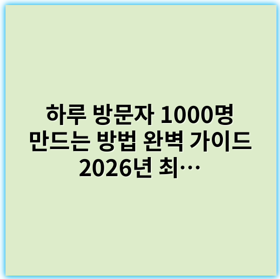 하루 방문자 1000명 만드는 방법 완벽 가이드 2026년 최신 전략